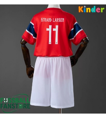 Norwegen Jorgen Strand Larsen #11 Replik Heimtrikot Kinder WM 2026 Kurzarm (+ Kurze Hosen)
